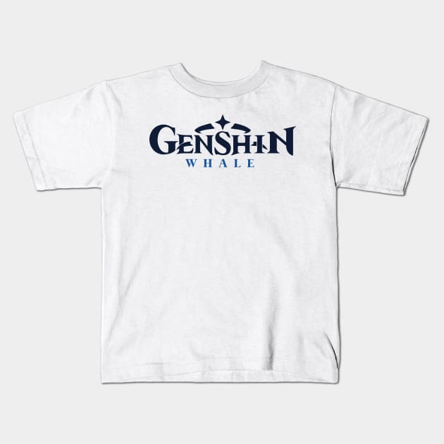 Genshin Impact whale logo typography Kids T-Shirt by Oricca